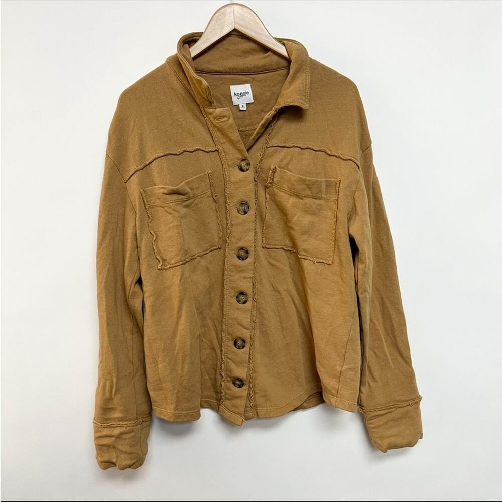 Kensie Shacket Flowy Oversized Button Down Camel Brown Tan Small